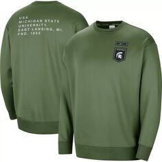 Женский пуловер с круглым вырезом Nike Olive Michigan State Spartans Military Collection All-Time Performance Crew Nike