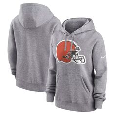Женский флисовый пуловер с капюшоном Nike Heather Grey Cleveland Browns Team Logo Club Nike