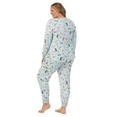 Пижамный комплект больших размеров Cuddl Duds Henley с пижамным верхом и низом с полосками Пижамный комплект для сна Cuddl Duds