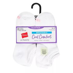 Женские носки Hanes Ultimate Cool Comfort, 8 пар дышащих супернизких носков-неявок HWUBS8 Hanes, розовый