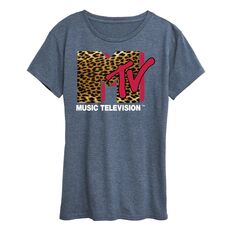 Женская футболка с леопардовым логотипом MTV Licensed Character, светло-синий