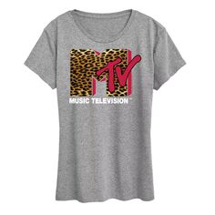 Женская футболка с леопардовым логотипом MTV Licensed Character, светло-серый