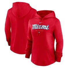 Женский красный пуловер с капюшоном Nike Miami Marlins City Connect Pregame Performance Nike