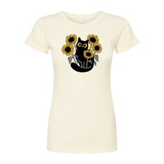 Юниорская приталенная футболка Black Cat с подсолнухами Licensed Character