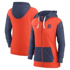 Женская худи с молнией во всю длину Nike Orange Detroit Tigers Nike