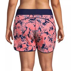 Lands&apos; End женские быстросохнущие эластичные шорты размера плюс 5 дюймов для плавания с трусиками Lands&apos; End, голубой