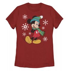Рождественская футболка с изображением Микки Мауса для юниоров и портретом снежинок Licensed Character