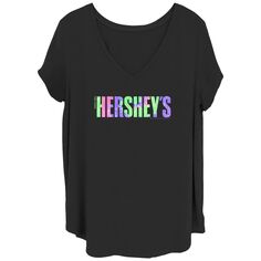 Детская футболка больших размеров Hershey&apos;s Crazy Colorful Logo с V-образным вырезом и графическим рисунком Hershey&apos;s Hershey's