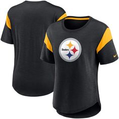 Женская модная футболка с логотипом Nike Heather Black Pittsburgh Steelers Primary Nike
