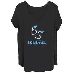 Детская футболка больших размеров Hershey&apos;s Kisses с неоновой вывеской и V-образным вырезом с рисунком Hershey&apos;s Hershey's