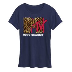 Женская футболка с леопардовым логотипом MTV Licensed Character, темно-синий