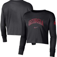 Женская черная укороченная футболка с логотипом Nike Georgia Bulldogs 2-Hit Nike