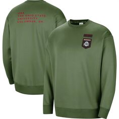 Женский пуловер с круглым вырезом Nike Olive Ohio State Buckeyes Military Collection All-Time Performance Crew Nike