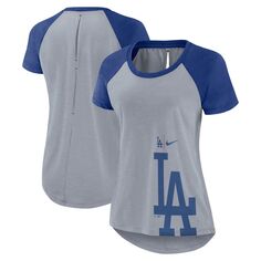 Женская модная футболка Nike Heather Grey Los Angeles Dodgers Summer Breeze Raglan Fashion Nike