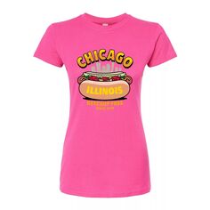 Футболка с рисунком Chicago Hot Dog для юниоров Licensed Character, розовый
