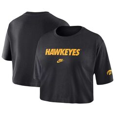 Женская укороченная футболка с надписью Nike Iowa Hawkeyes Black Iowa Hawkeyes Nike