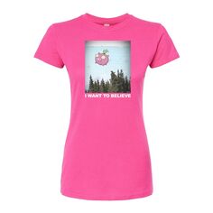 Юниорская футболка Invader Zim Gir &quot;Believe&quot; с приталенным рисунком и рисунком Licensed Character, розовый