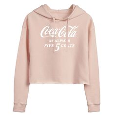 Укороченная худи с рисунком Coca-Cola Five Cents для юниоров Licensed Character, розовый