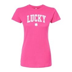 Юниорская университетская футболка с рисунком «Lucky» ко Дню Святого Патрика Licensed Character, розовый