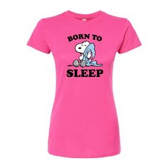 Футболка приталенного кроя с рисунком Peanuts Juniors &quot;Born To Sleep&quot; Licensed Character, розовый