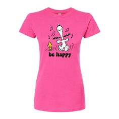 Детская облегающая футболка Peanuts Be Happy Dance Licensed Character, розовый
