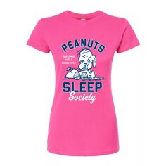 Футболка с рисунком Peanuts Charlie Brown &amp; Snoopy Sleep Society для юниоров Licensed Character, розовый