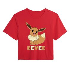 Укороченная футболка с милым рисунком Pokémon &quot;Eevee&quot; для юниоров Licensed Character, красный