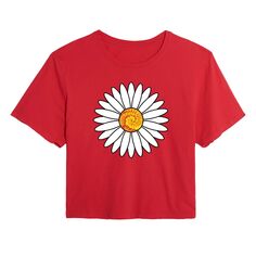 Укороченная футболка с рисунком Tie Dye Daisy для подростков Licensed Character, красный