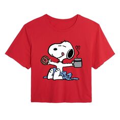 Укороченная футболка с рисунком Peanuts Snoopy для детей Juniors Licensed Character, красный