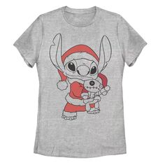 Детская футболка Disney&apos;s Lilo &amp; Stitch с рождественским рисунком и портретом Санта-Клауса Disney