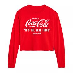 Укороченная футболка с длинными рукавами и рисунком Coca-Cola Real Thing для юниоров Licensed Character, красный