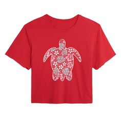 Укороченная футболка с рисунком морской черепахи для юниоров Licensed Character, красный