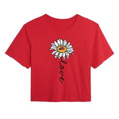 Укороченная футболка с рисунком Juniors&apos; Love Daisy Ladybug Licensed Character, красный