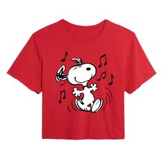 Укороченная футболка с рисунком Peanuts Dancing для юниоров Licensed Character, красный
