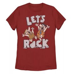 Футболка Let&apos;s Rock для юниоров The Flintstones Fred &amp; Barney Licensed Character, красный