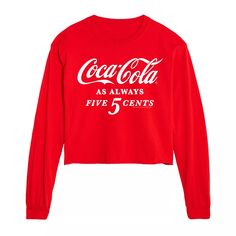 Укороченная футболка с длинными рукавами и рисунком Coca-Cola Five Cents для юниоров Licensed Character, красный