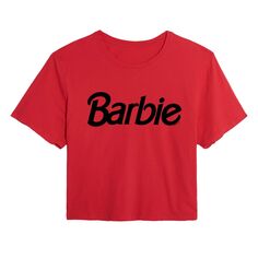 Черная укороченная футболка с логотипом Barbie для юниоров Licensed Character, красный