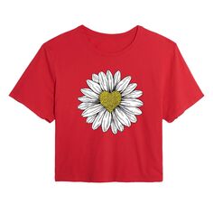 Укороченная футболка с рисунком Daisy Heart для подростков Licensed Character, красный