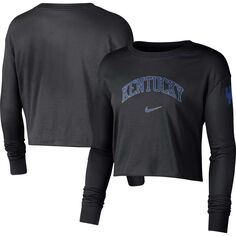 Женская черная укороченная футболка с логотипом Nike Kentucky Wildcats 2-Hit Nike