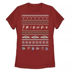 Футболка с логотипом в виде свитера Ugly Christmas Friends для юниоров Licensed Character, красный