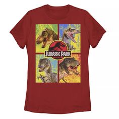 Футболка «Парк Юрского периода» для юниоров с четырьмя разными лицами динозавров Licensed Character, красный