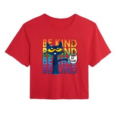 Укороченная футболка с рисунком Pete The Cat Be Kind для юниоров Licensed Character, красный