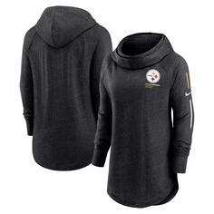 Женский черный пуловер с капюшоном Nike Pittsburgh Steelers Minimal State реглан с воротником-воронкой Nike