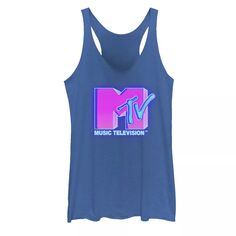 Майка на бретелях с ярко-розовым и синим неоновым логотипом MTV для юниоров Licensed Character