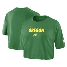 Женская укороченная футболка Nike Green Oregon Ducks с надписью Nike