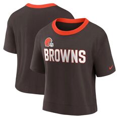 Женский модный укороченный топ с высокими бедрами Nike Brown Cleveland Browns Nike