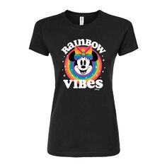 Облегающая футболка с рисунком Disney&apos;s Minnie Mouse Rainbow Vibes для юниоров Disney