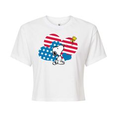 Укороченная футболка с рисунком в виде сердечек для детей Peanuts Licensed Character, белый