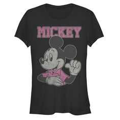 Детская розовая рубашка с изображением Микки Мауса Disney, облегающая футболка Disney