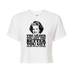 Укороченная футболка с рисунком Golden Girls для юниоров &quot;Older You Get&quot; Licensed Character, белый